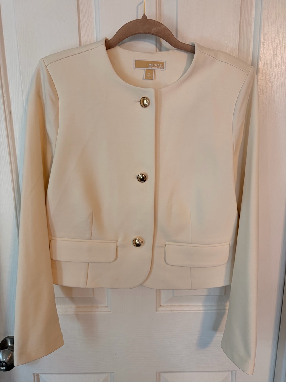 Michael Kors Ivory Cropped Button Blazer